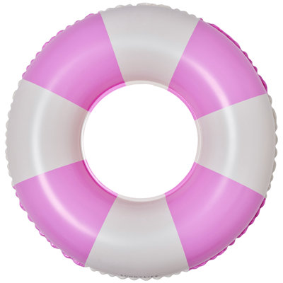 Mini anneau de piscine tubulaire: rayures zestes magenta