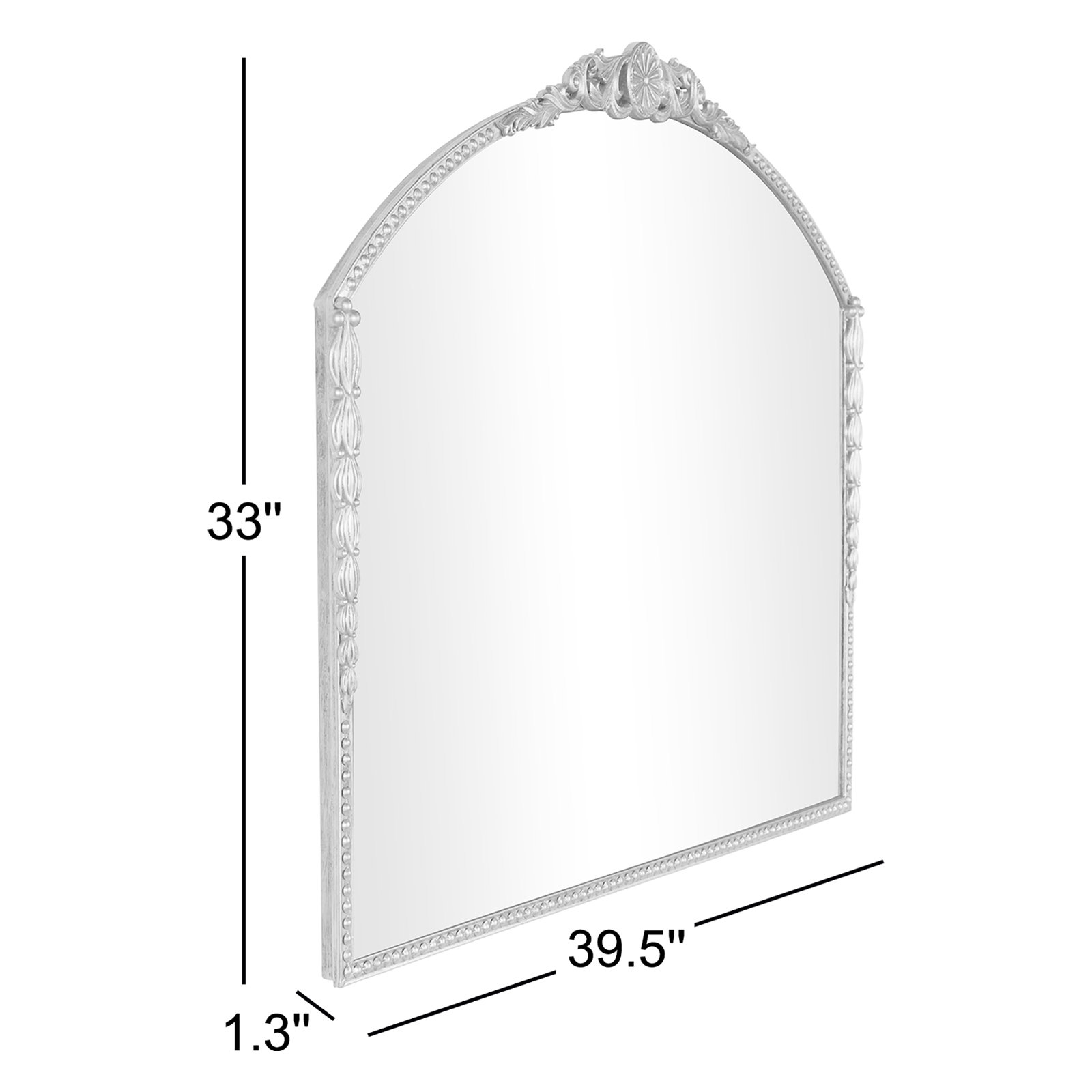 Cole And Metal Orante Antique Arch Scroll Wall Mirror With Beaded Frame