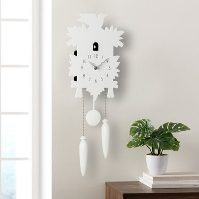  Grande horloge murale coucou en métal blanc 23 po Adeebah