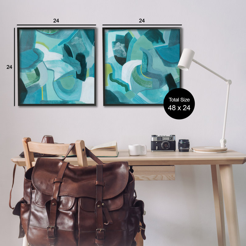  «Energetic Patterns 2 PC», ensemble d'art giclée par Grace Popp, H 24 po x l 24 po, Giclée encadrée noir minuit