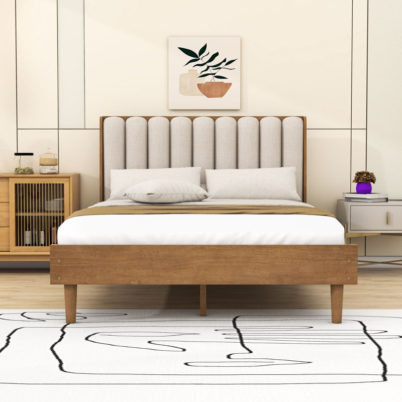Wood Bed Frame with Headboard, Queen