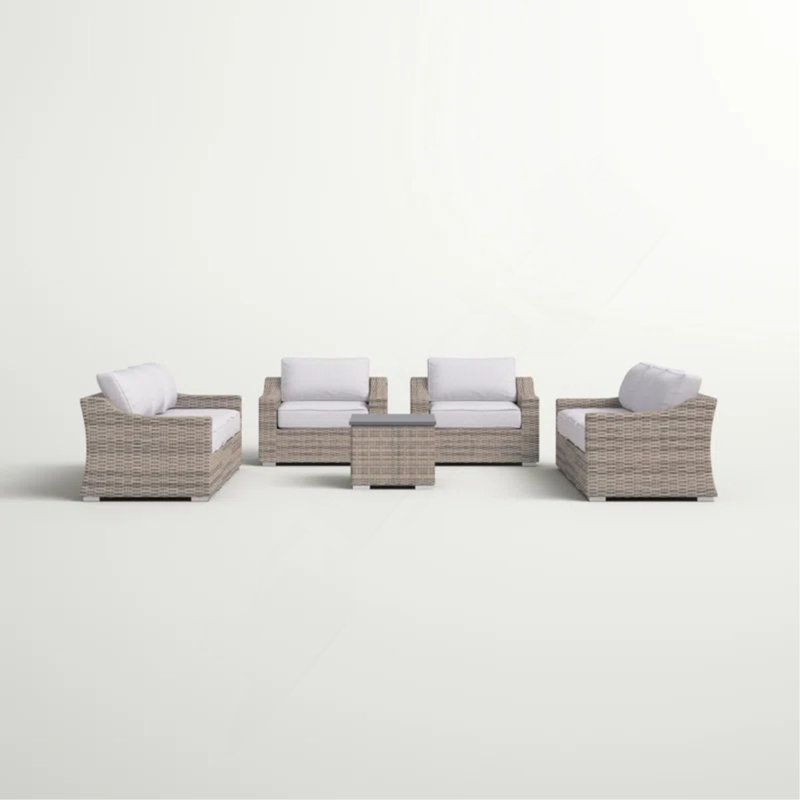 Ensemble modulaire de patio en osier toutes saisons 8 pièces - pré-assemblé avec coussins
