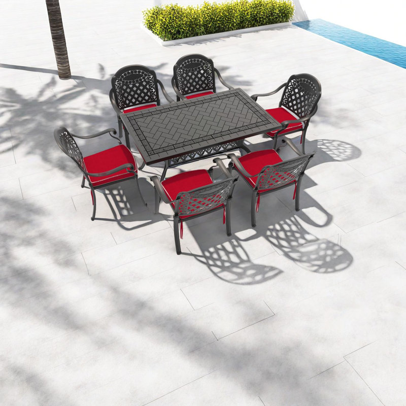 Élégant ensemble de salle à manger de patio peu encombrant, fabrication robuste en aluminium pour les repas en plein air