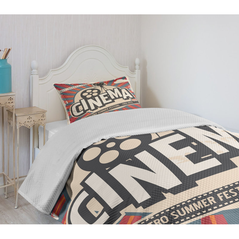 White Quilted Twin Bedspread Set with Pillow Sham