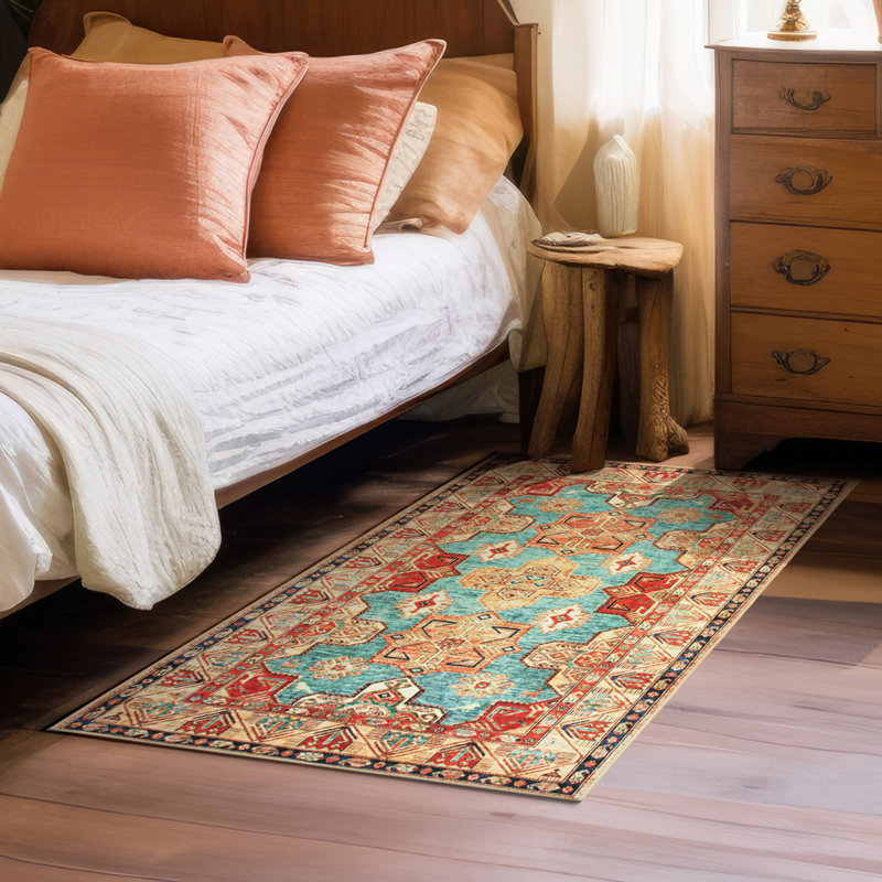 Tapis oriental turquoise repose-pieds, Rectangle 3 pi x 5 pi