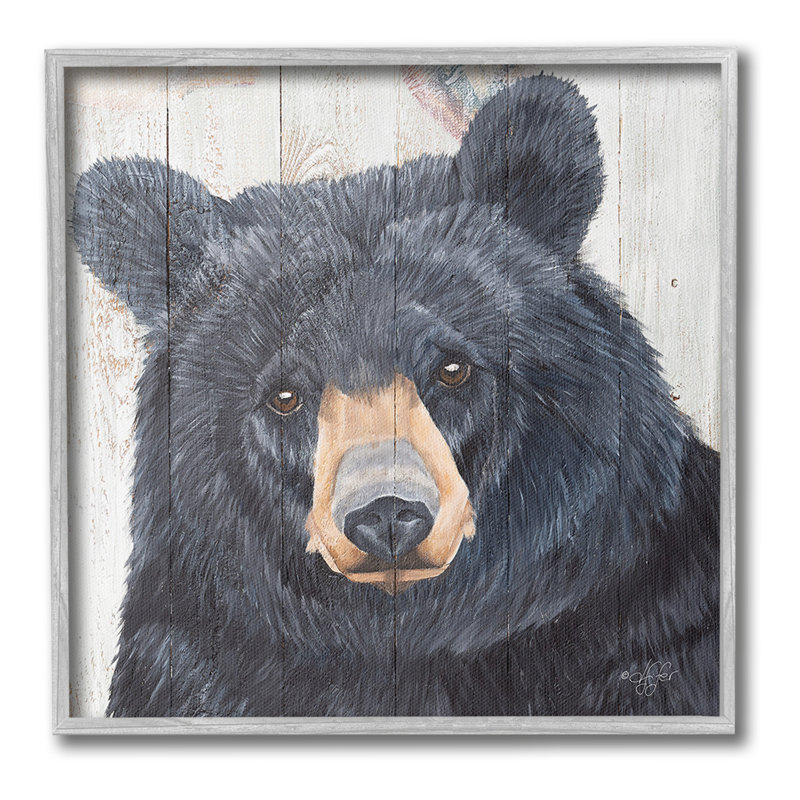 «Rustic Bear», estampe numérique par Diane Fifer, H 12 po x l 12 po, Giclée encadrée noir minuit