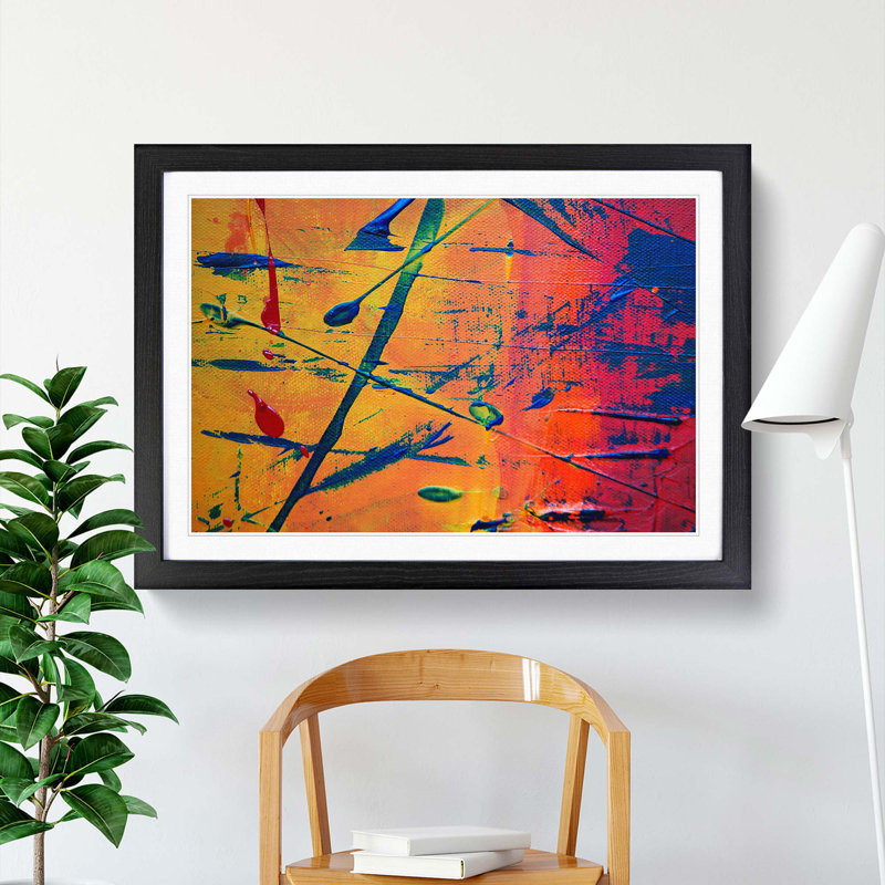 Abstract Art Painting Vol.157 by S.Johnson - Picture Frame Painting Print, 48cm H x 65cm W x 2cm D, Black Framed
