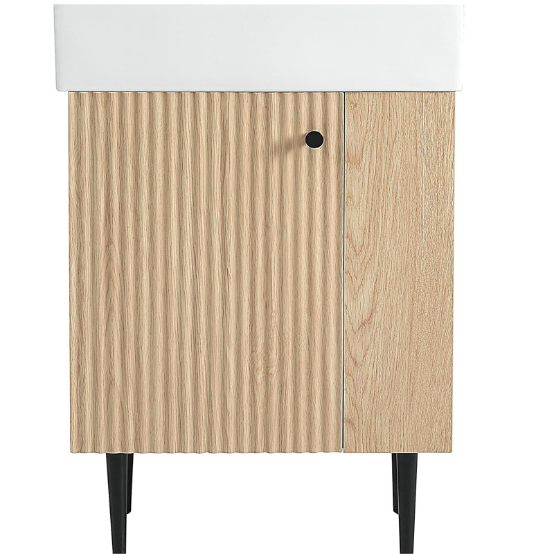 Meuble-lavabo avec porte en céramique 21,6 po, Bois