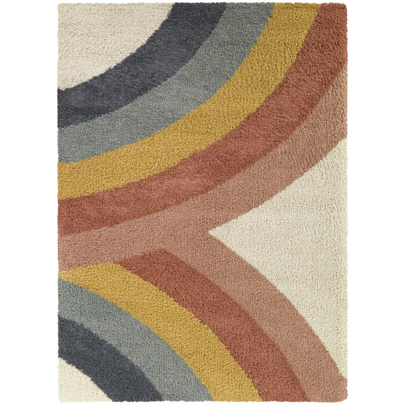 Eva Red Synthetic Shag Kids' Rectangular Rug 5'3" x 7'