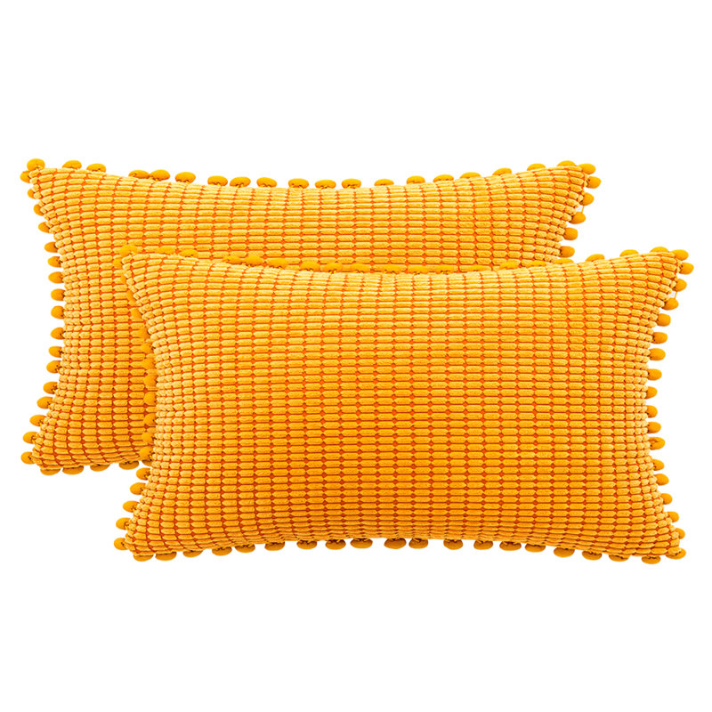 Housse de coussin rectangulaire en mélange de coton , Polyester/ Bourre en polyester, Orange