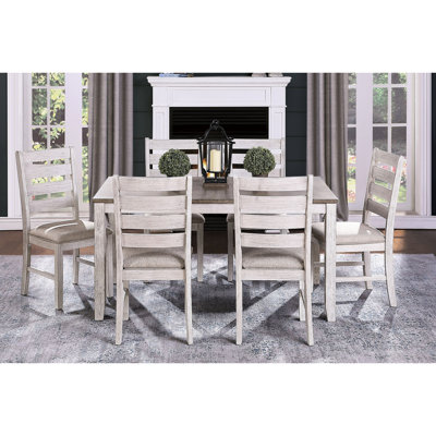 Table rectangulaire en bois gris et brun 7 pièces, chaises en bois pour table 6 pièces, brun, avec chaises d'appoint, sièges rembourrés en tissu