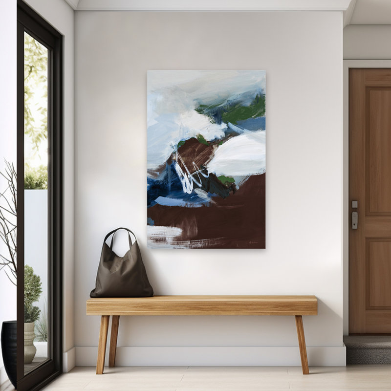 Surfacage foncé - abstrait bleu-brun contemporain, H 60 po x l 40 po