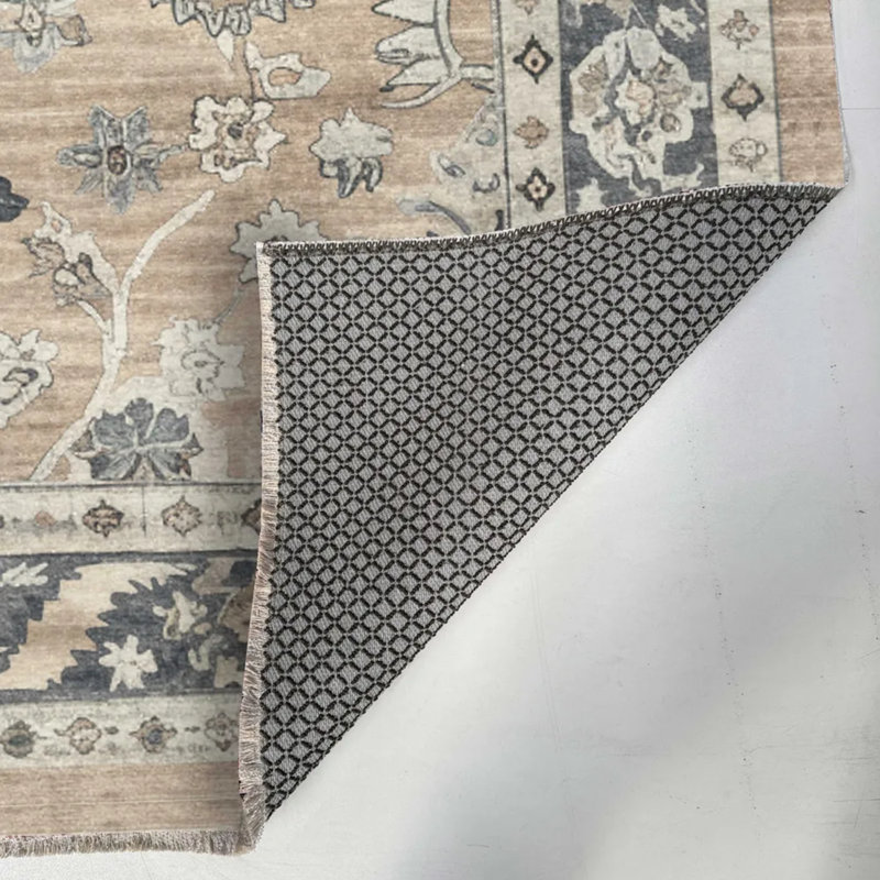 Tapis de couloir en chenille gris rétro antidérapant lavable pour le couloir du salon de cuisine