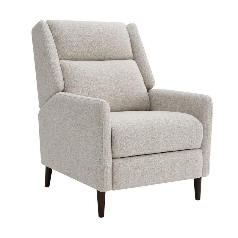 Fauteuil inclinable manuel beige Mid-Century moderne avec tissu en lin et pieds fuselés pour le salon, Beige