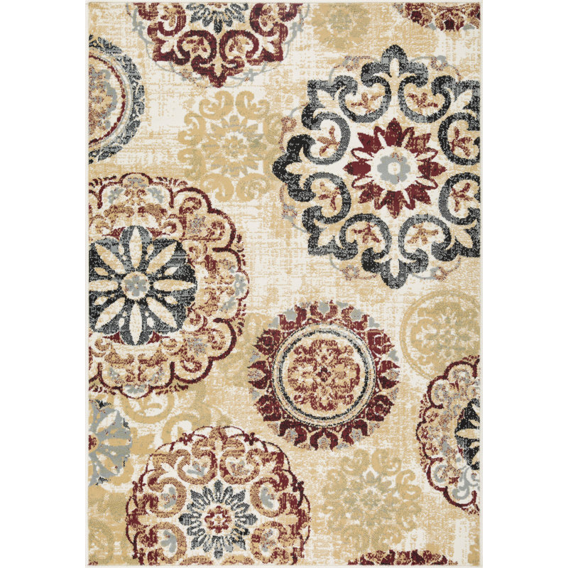 Tapis rouge en jute Noren Ikat, Rectangle 5 pi x 7 pi
