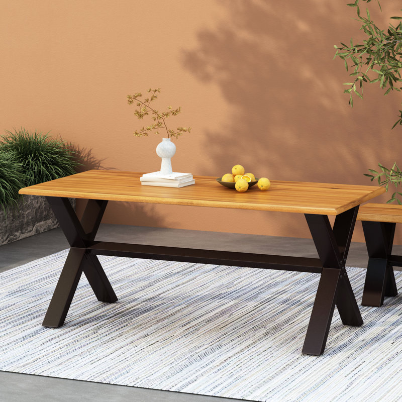 Table de salle à manger en bois avec pieds en fer, 69,98 l 35,11 po 30,02 H pieds