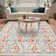 Floral Machine Washable Rug Non-Slip Oriental Floor Cover, Foldable Low Pile Indoor Mat for Kitchen, Office, Living Room
