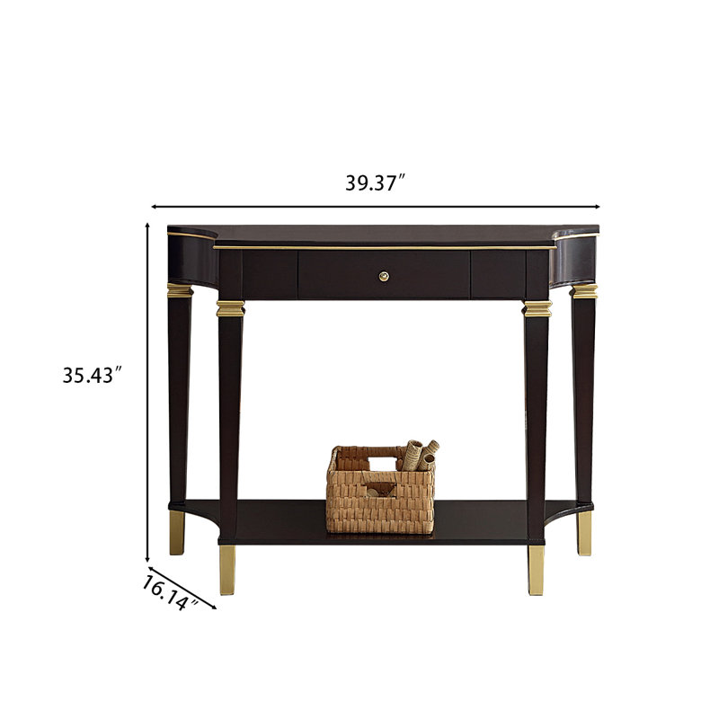Table d'entrée de 39,37 po en bois massif de style américain, H 35,43 po x l 39,37 po x P 16,14 po