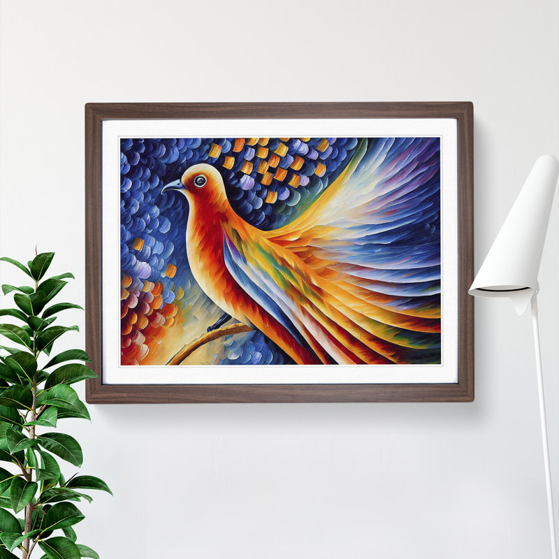 Dove Bird Vol.1 Abstract - Single Picture Frame Print, Walnut Framed, 46cm H x 64cm W x 2cm D