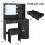 Bureau de maquillage avec miroir HD, 10 ampoules DEL, 3 modes d'éclairage réglables et une station de charge-62626864