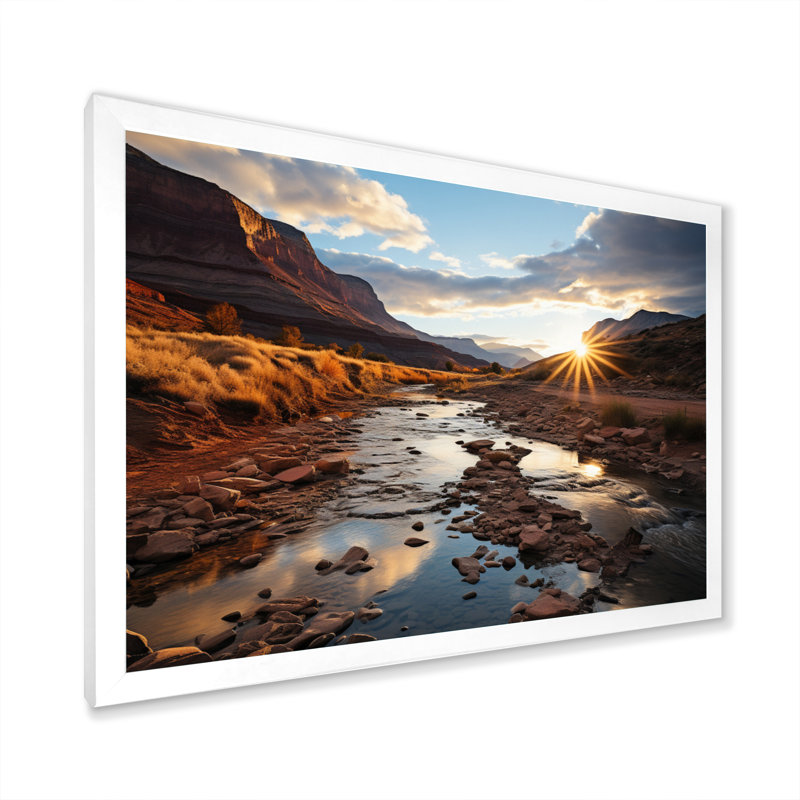 «Sunset in Utah Mountain III», reproduction sur toile, Cadre simple blanc, H 24 po x l 32 po x P 1 po