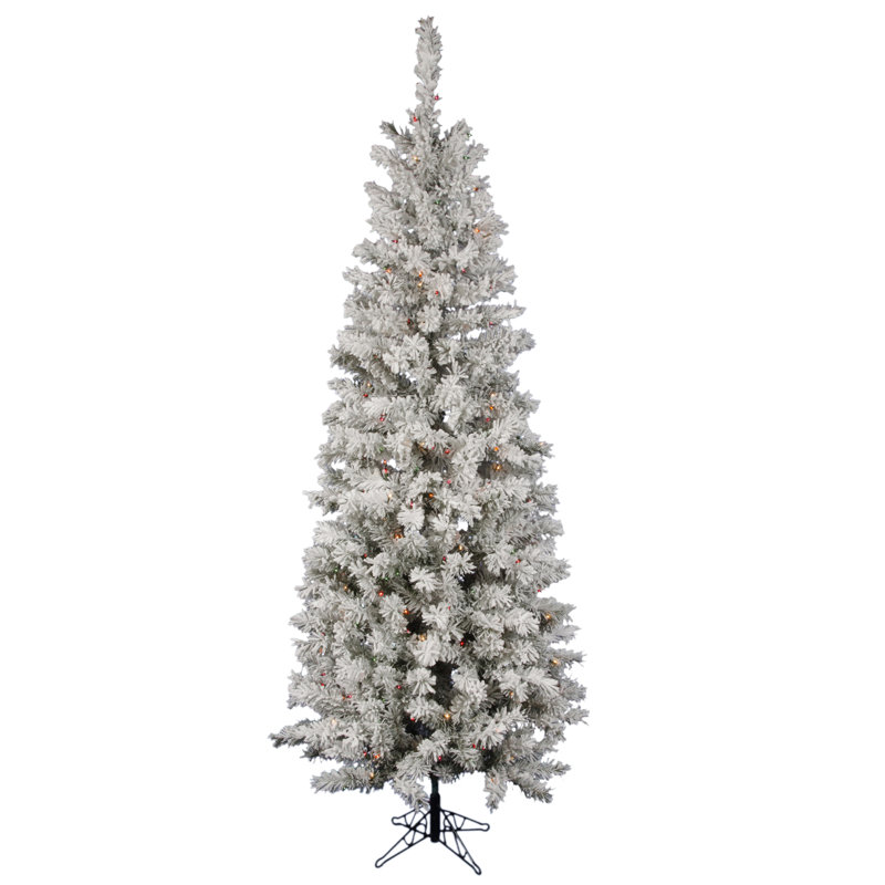 Pacific Flocked Pine Artificial Christmas Tree, 8.5' H, Multi-colored LED