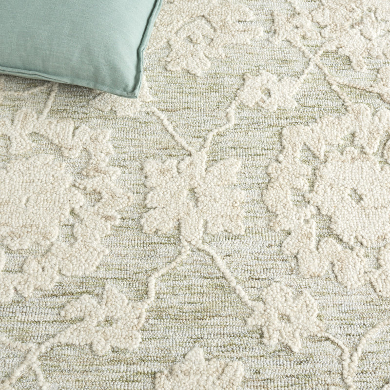 Marquee 508 Hand Tufted Wool/Cotton/Pet Yarn Floral Rug in Gray/Light Brown, Rectangle 4' x 6'