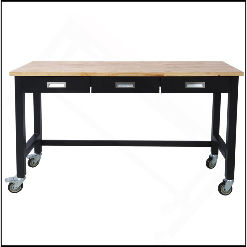 60In Work Bench, Workbench With Drawer Storage, Heavy Duty Work Table With Wheels For Garage Home Office