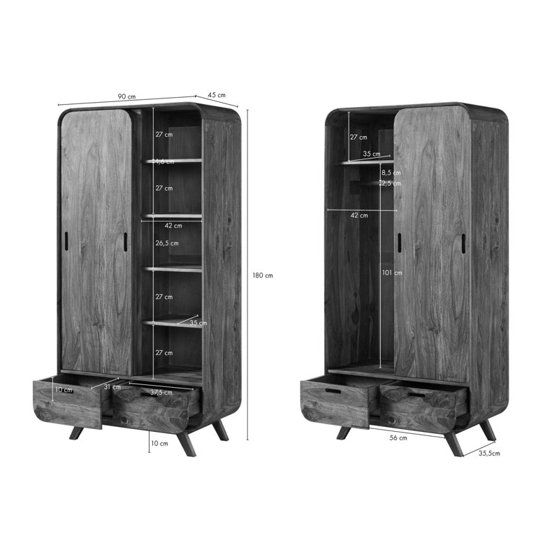 1 Door Wardrobe, Lacquered Light Brown