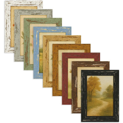 Ensemble de 9 cadres photo rustiques 5x7 avec impressions vintage