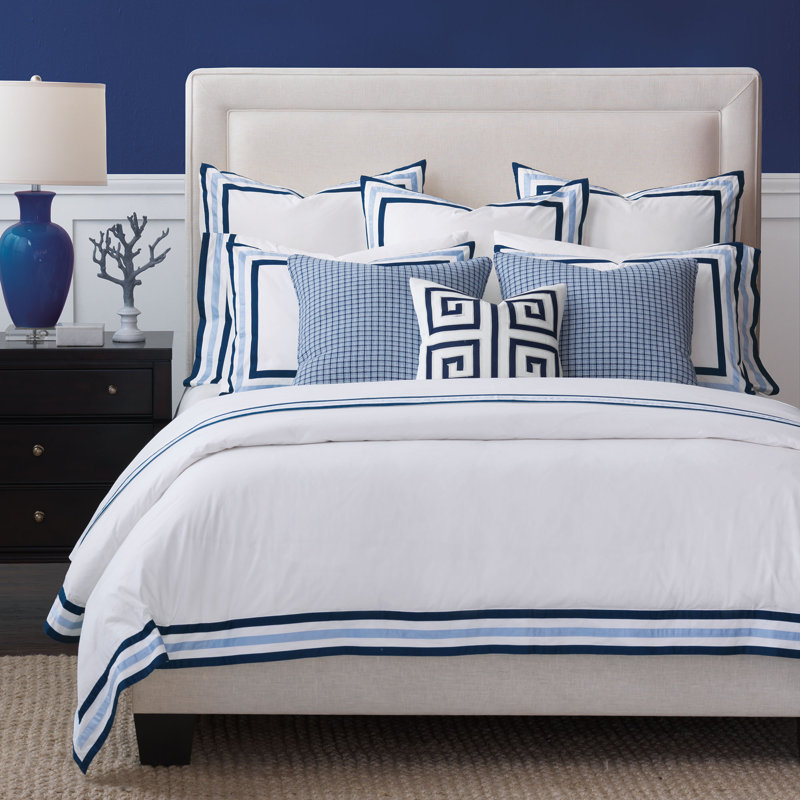 Alvin Square Pillow Cover & Insert, White/Geometric, 18"H x 18"W