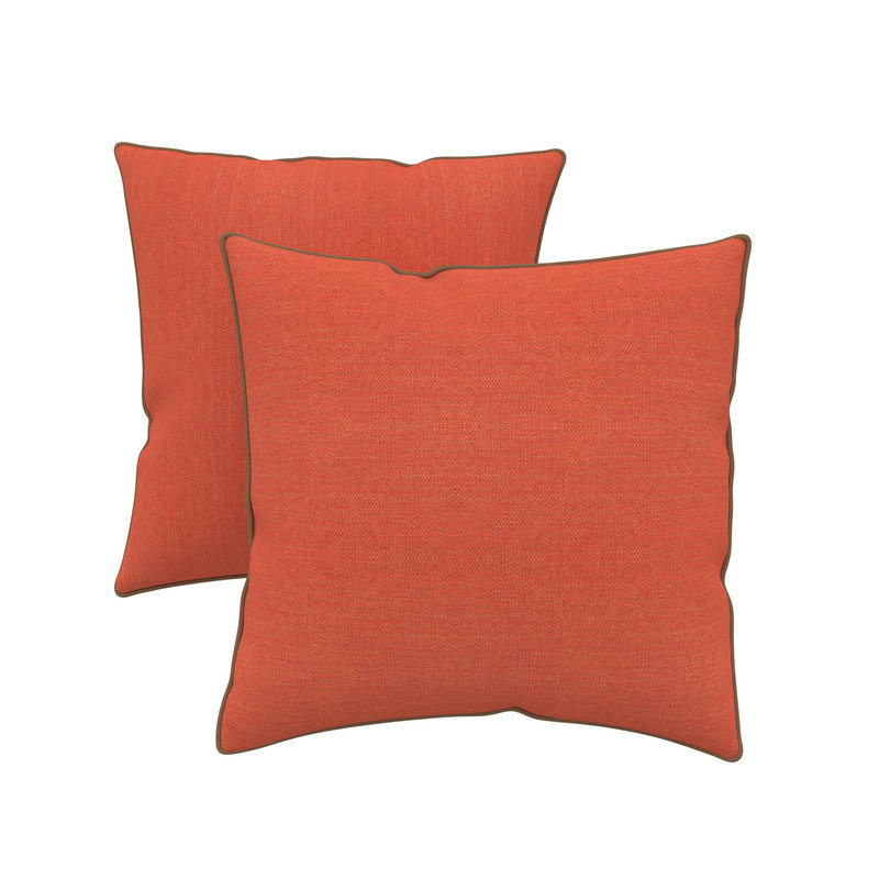 Coussins décoratifs Sunbrella® pour l'intérieur et l'extérieur, coussins carrés avec housses (ensemble de 2), Toile brique
