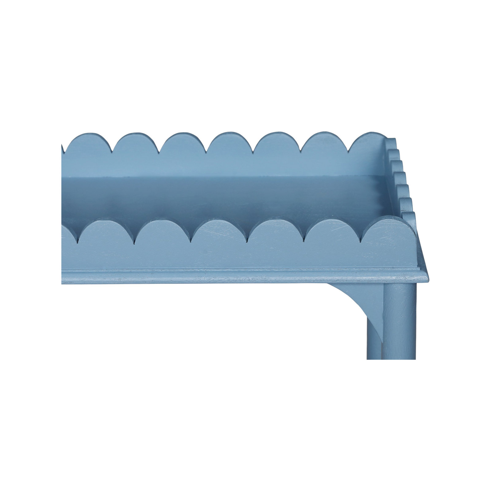 Madeline Scalloped Rectangle Side Table, Light Blue