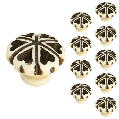 Hand Crafted Resin Heart  1-3/8 in. Cream & Black Cabinet Knob