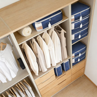 Sacs de rangement à compression pour la literie et les vêtements - Paquet de 4 organisateurs de rangement sous vide à grande capacité avec fenêtre transparente et poignées pour édredons, oreillers, couettes et articles saisonniers