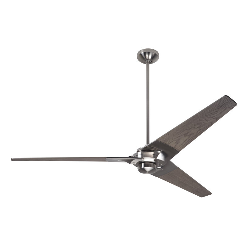 Torsion Downrod Ceiling Fan, Graywash, Bright Nickel, Handheld Remote