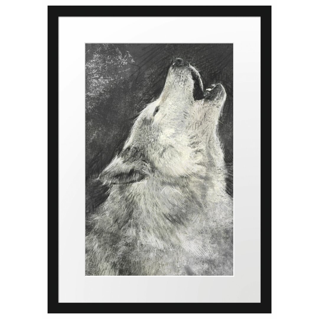 Gerahmtes Poster Heulender Wolf Kunst