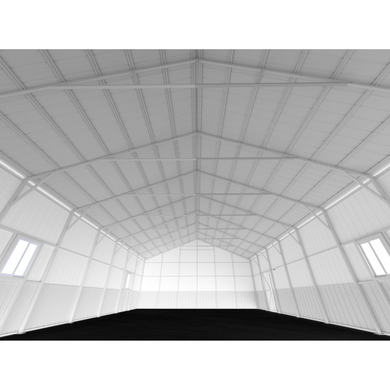 51Ft X 31Ft Steel Barn For Construction And Industrial Environments, 14 - Gauge Square Tube Frame, 26 Sheet Metal, 110V Electric Roller Shutter, Side Entrance Door, Reinforced Roof Garage Farms
