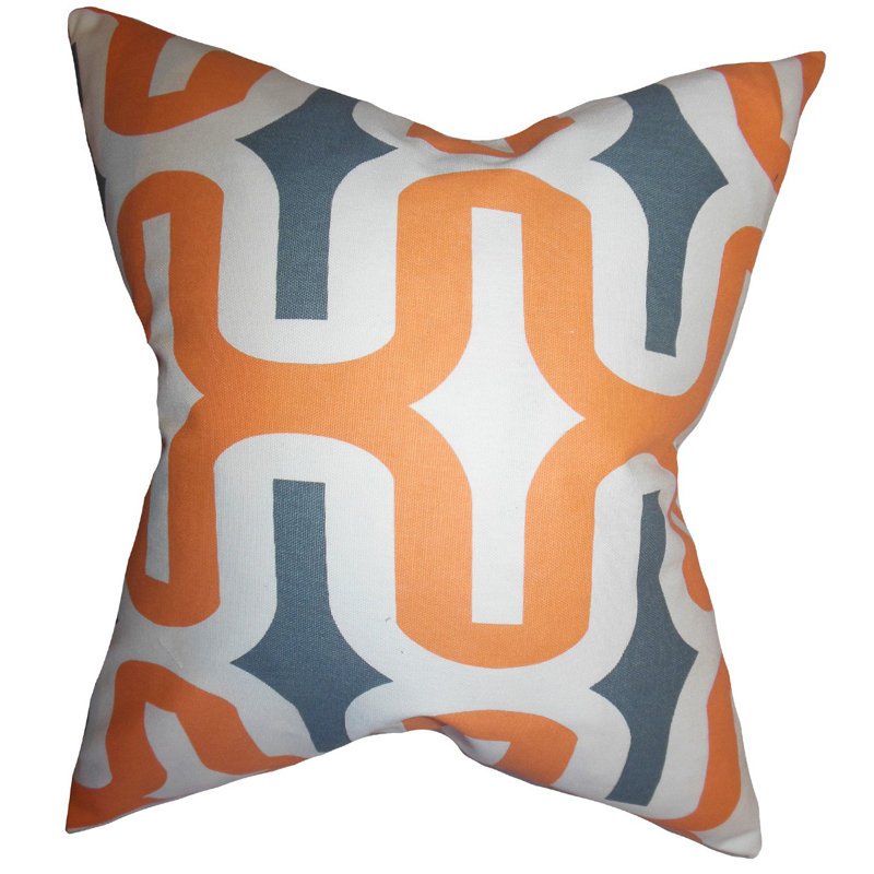 Jaslene Polyester Geometric Sham, Orange/Gray, King