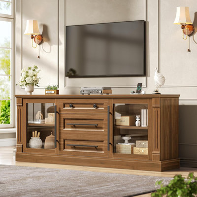 Farmhouse TV Stand for 65 Inch TV 3 Storage Cabinets