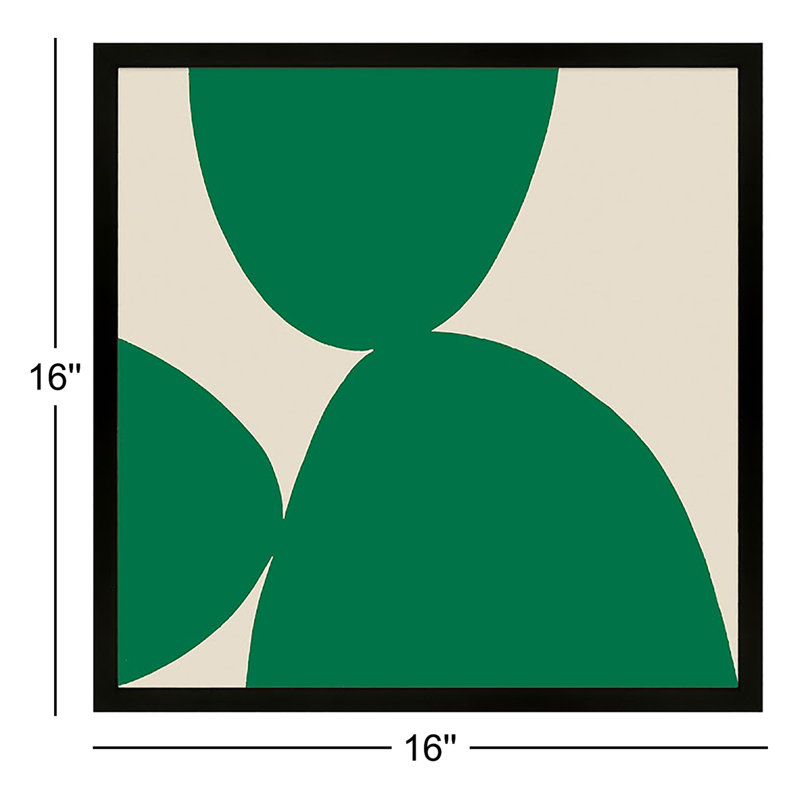 Green Ink. Set Of 2 Painting by Lee Lessem, Black Framed, 16" H x 16" W x 1.25" D