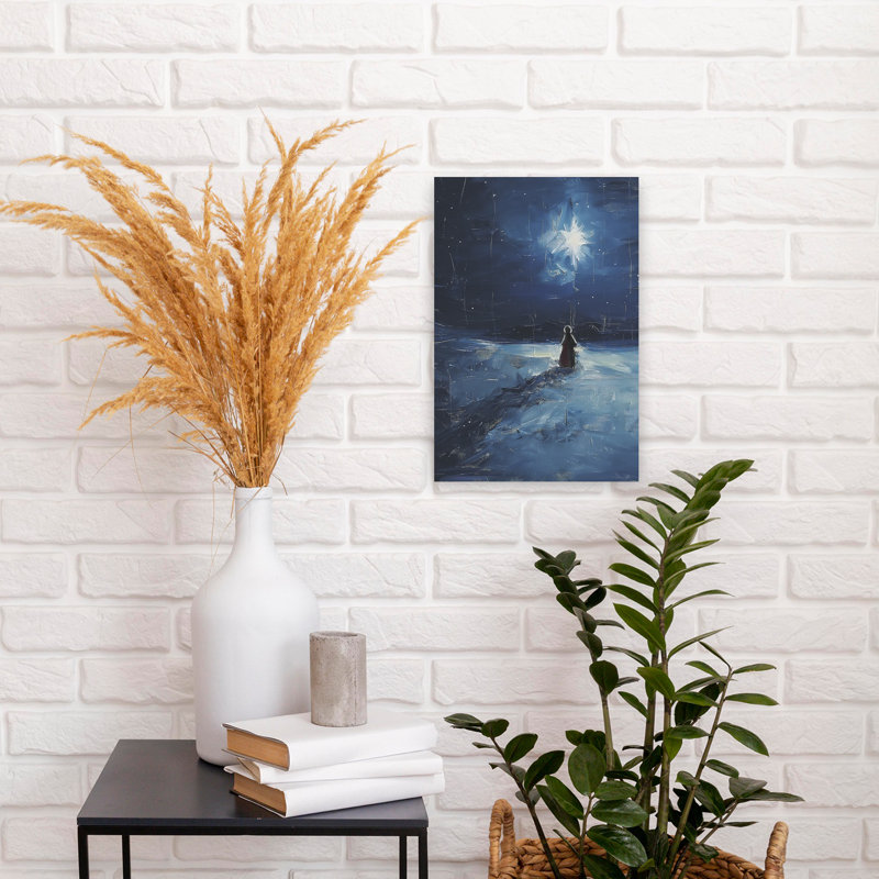 Étoile de Bethléem, art mural contemporain abstrait d'hiver, 18" H x 12" W
