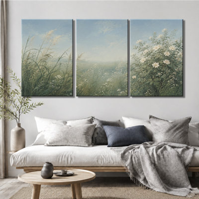 Impression sur toile tendue à motif floral sur 3 panneaux