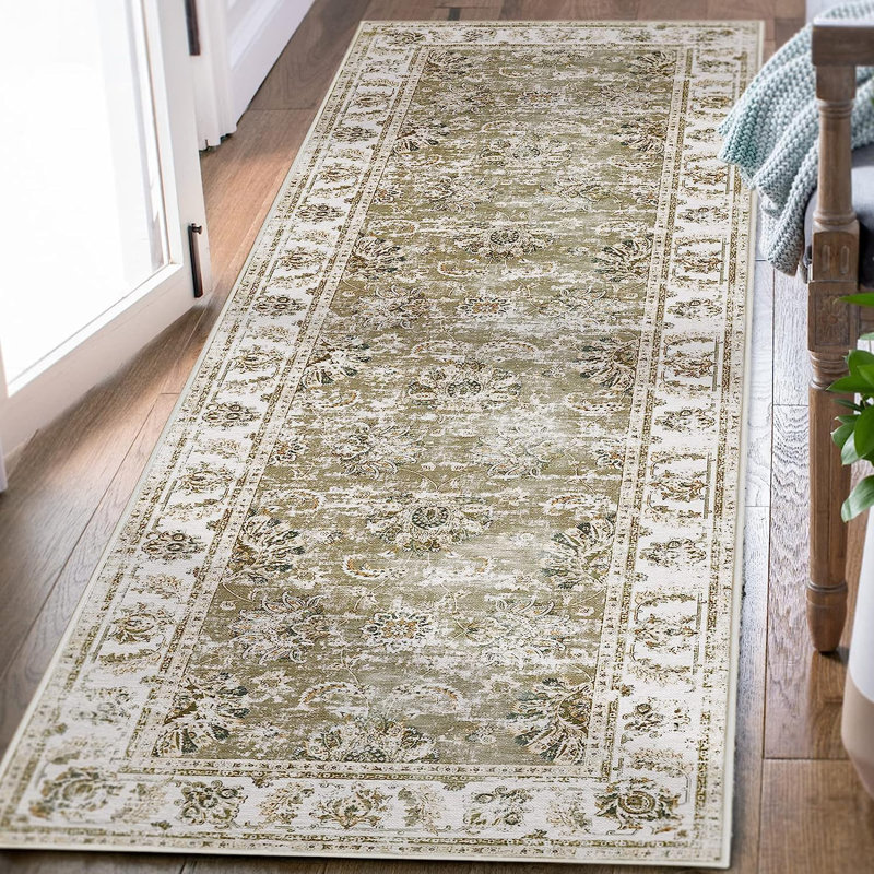 Rgfairy Chenille Mashine Washable Oriental Indoor Arae Rug with Non-Slip Backing for Bedroom Living Room , Runner 2' x 7'