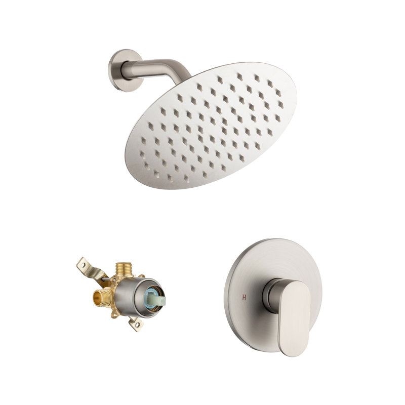 Système de douche complet avec valve brute, Nickel brossé