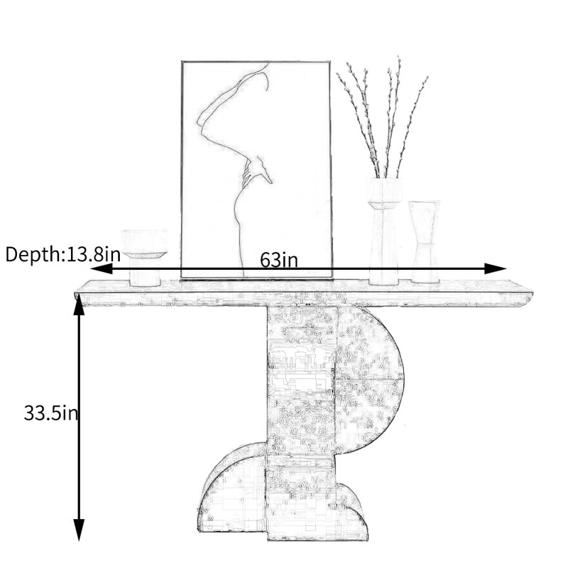 Console italienne minimaliste créative, H 33,5 po x l 63 po x P 13,8 po