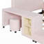 Lit tapissier en velours avec bureau de chevet et petit tabouret rond-811936896-811936902