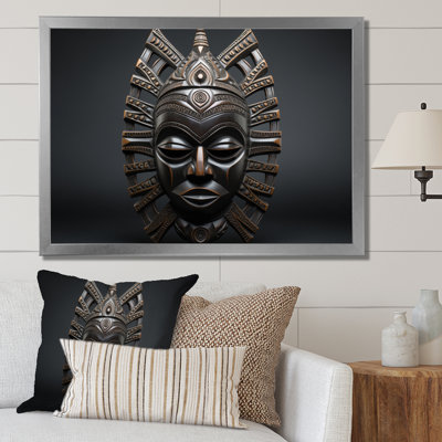 " African Tribal Makonde Mask I " Mixed Media Print