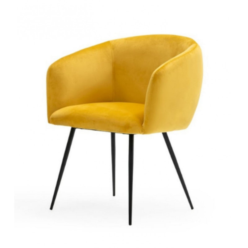 Chaise avec accoudoirs à dossier rembourré Sofea, Jaune
