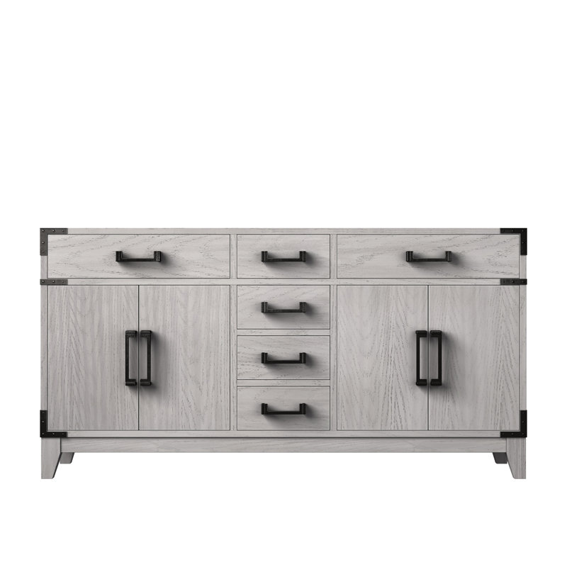 Meuble-lavabo double l 60 po x P 22 po Laurel, Gris cendre